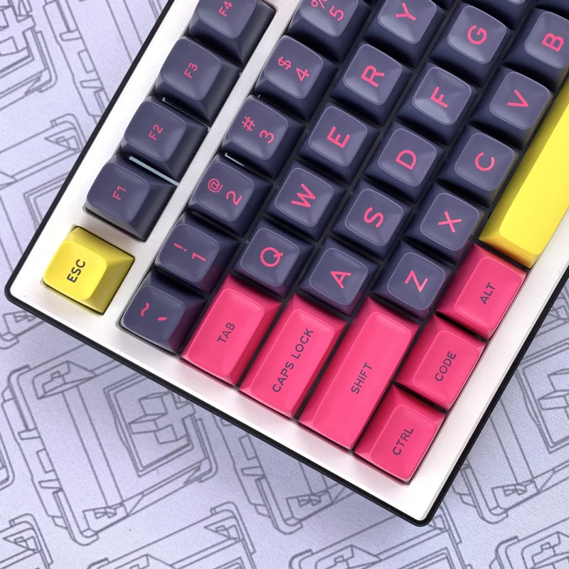 Chaves Conjunto Abs Perfil Duplo Tiro Keycaps Gmk Retrowave Chave Tampões com Iso Entrar 7u Barra de Espaço 172 - Imagem 3