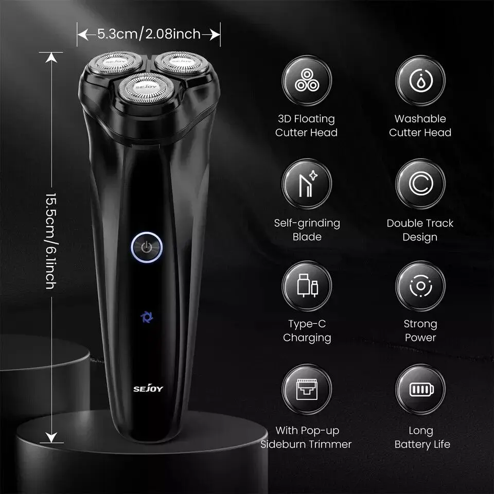 Sejoy Electric Shaver Hair Trimmer Set Razor for Men Hair Clipper Kit Cordless 6