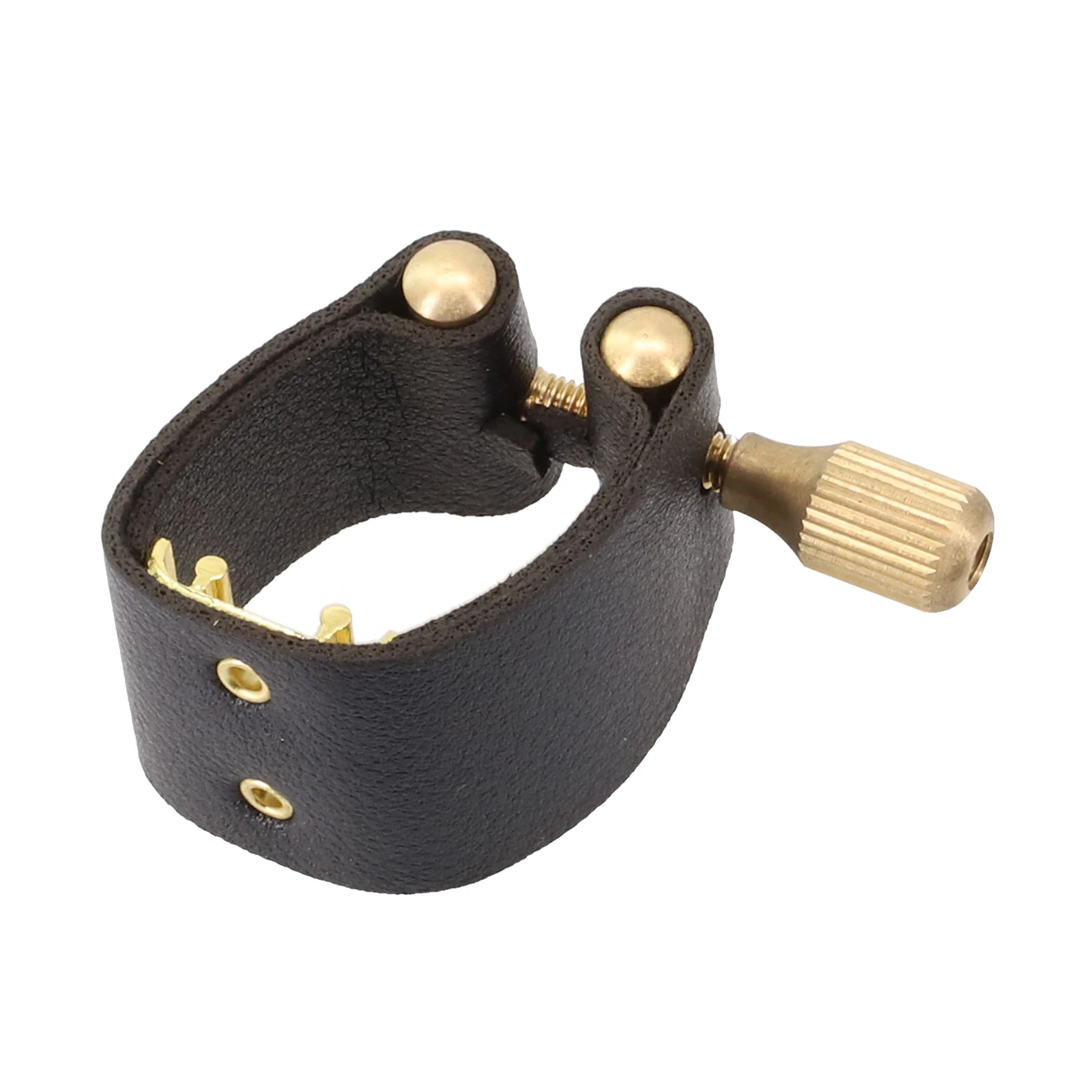 

For Alto Sax Saxophone Ligature Accessories Clip Compact Fastener Mouthpiece PU Leather+Metal Practical Brand New