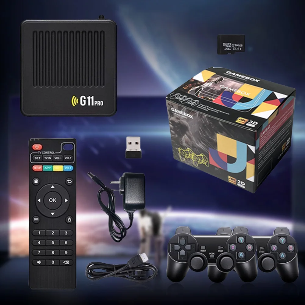 G11 Pro Retro Game Box Built in 10000+ Retro Games Plug and Play 4K HDMI-Compatible Output with 2.4G Wireless Dual Controllers