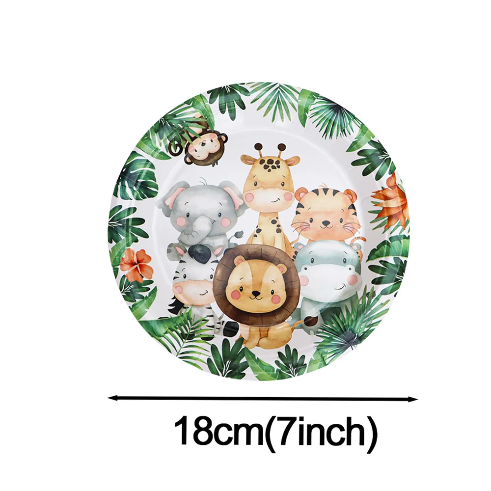 Dschungel Geburtstags feier Dekorationen Geschirr Set Palm blatt Tier Tischdecke Baby party Safari Geburtstag wild eine Party liefert – Detail 5