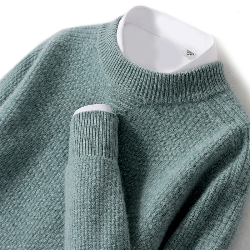 Cashmere Sweater 100% Australian Wool Men's Wool Dweater Half High Neck Sweater Thickened Pullover  Knit  Business Casual Top