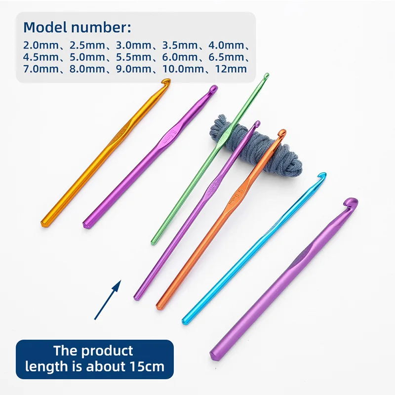 12PCS Aluminum Crochet Hooks Knitting Needles Set for Yarn Craf crochet hooks