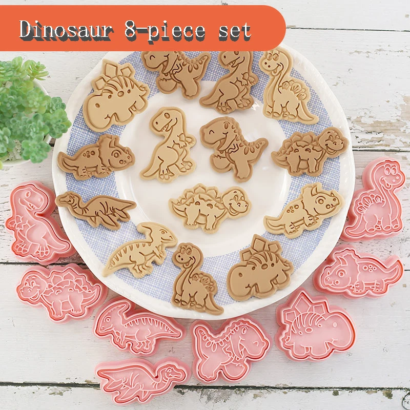 8pcs Set Animal Cookie Cutters Dinosaur Type Stamp for Biscuit Pastry cookie cutters cookie mold