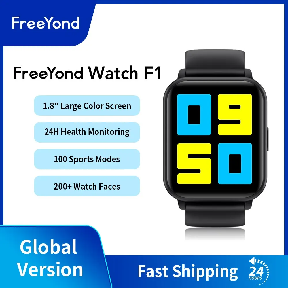 FreeYond Watch F1 Smartwatch Blood Oxygen IP67 Waterproof For Android IOS Phone Sport Fitness Smart Watch Men Women Bluetooth