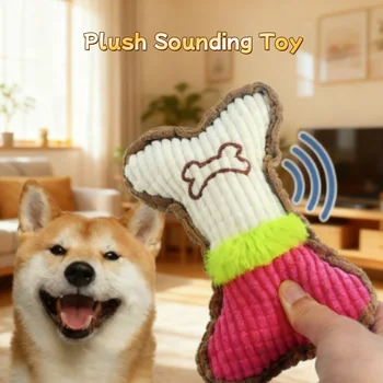 Plush Bone Squeaky Chew Toy 1