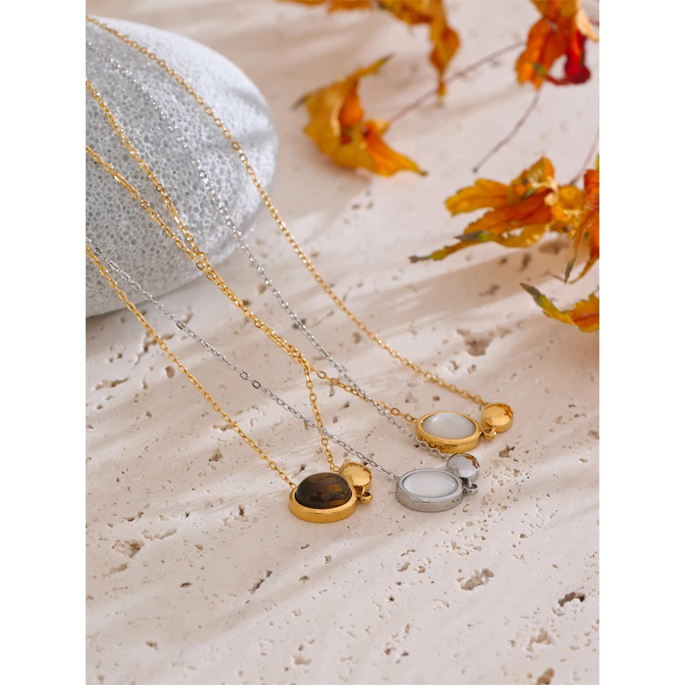 Yhpup Tiger Stone Pendant Necklace 316L Stainless Steel