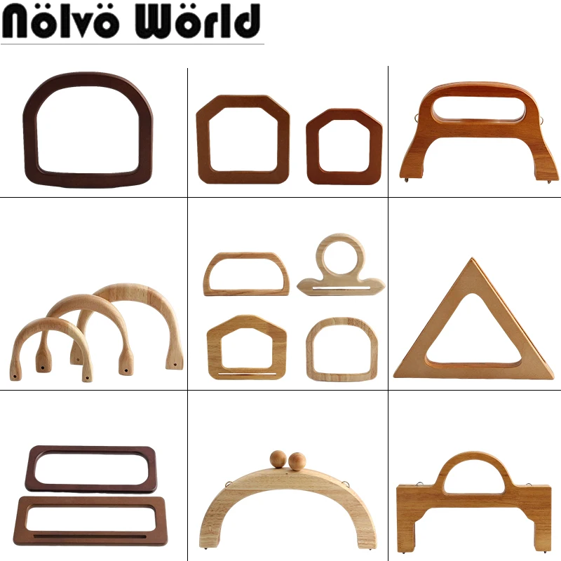 8 10 11.5 CM Arch Shape Solid Wood Handles For Women Purse Handbag Shoulder Portable Bags Woven Handle Ring Handmade Accessories