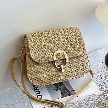 Woven Straw Crossbody Bag – Lightweight Summer Shoulder Bag