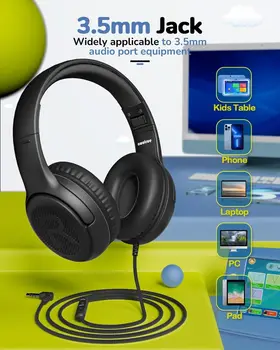 1/2/3Pcs AT2 Kids Headphones Wired Toddler Headsets with Mic Over-Ear Headphone 3.5mm Jack Foldable on-Ear Design for PC,Laptop 2