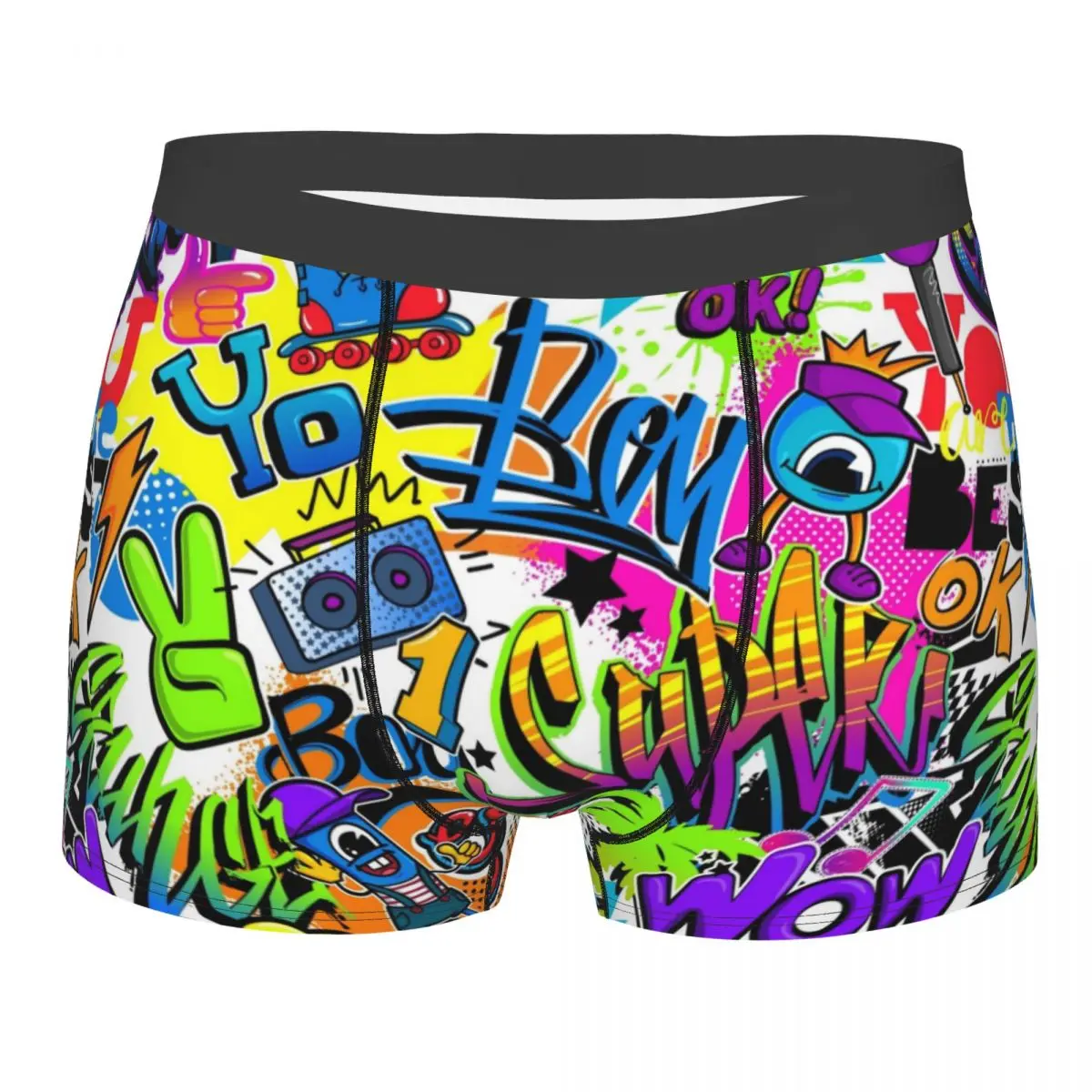 Graffiti Tropic Men Underwear Wow Boxer Shorts Mutandine Divertenti Mutande A Vita Media Per Uomo