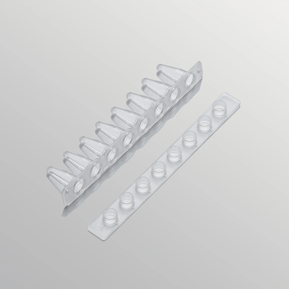 0.1ml Pcr 8 Strips Tube Lab Fluorescence Quantitative PCR Tube Strip 125pcs PP Centrifuge With Cover Medical Supplies