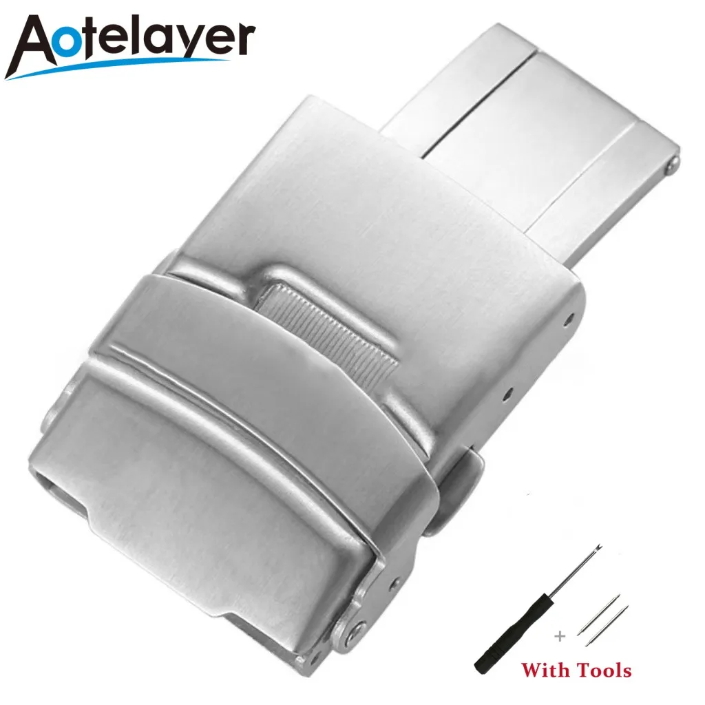 

18mm 20mm 22mm 24mm 304L Solid Stainless Steel Clasp Folding Buckle Safety Double Press Watch Buckle Watch Repair Accessories