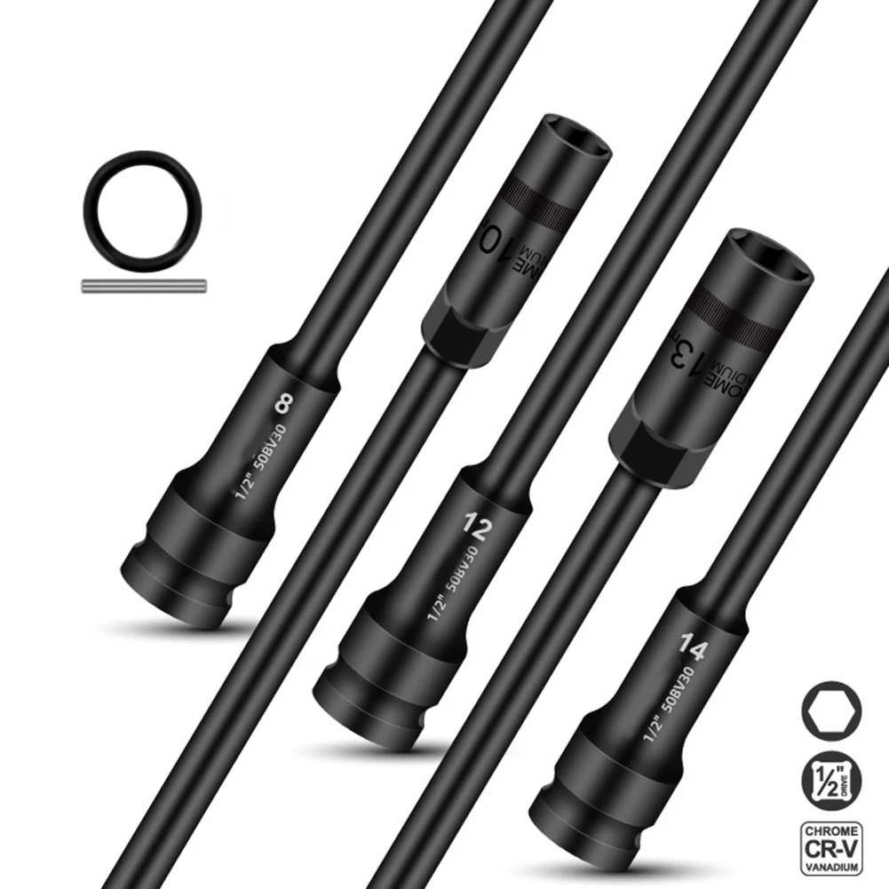 

1pc 420mm Extra Long 1/2" Drive Extended Deepening Hex Socket Head For Electric Wrench Automotive Repair Tool H8 H10 H12 H13 H14