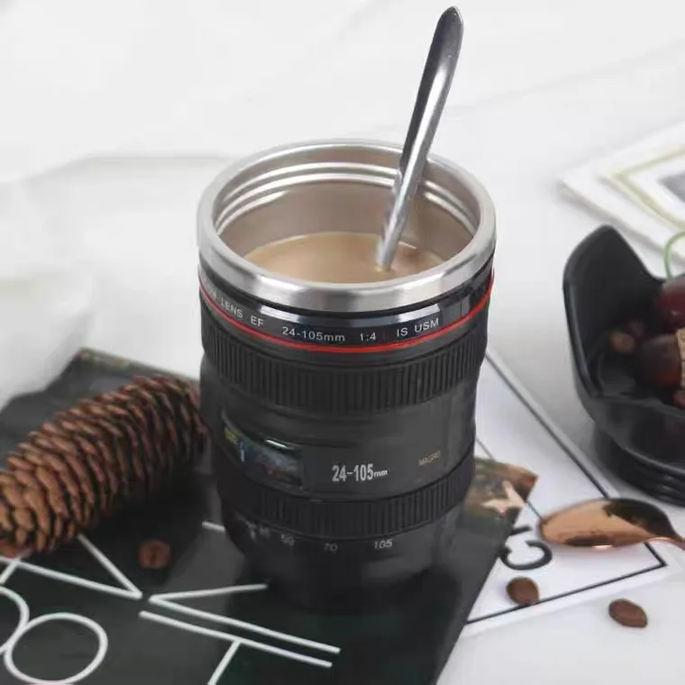 380ml Camera Lens Coffee Mug with Lid Stainless Steel Creative Photo Coffee  Cup Christmas Gift for Photographer Travel Lovers - AliExpress 15