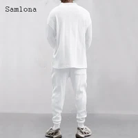 Mens Casual Knitting Two Piece Sets 2023 New Winter Fashion Irregular Top Sweater and Solid White Sweatpants Male Tracksuits Set 2