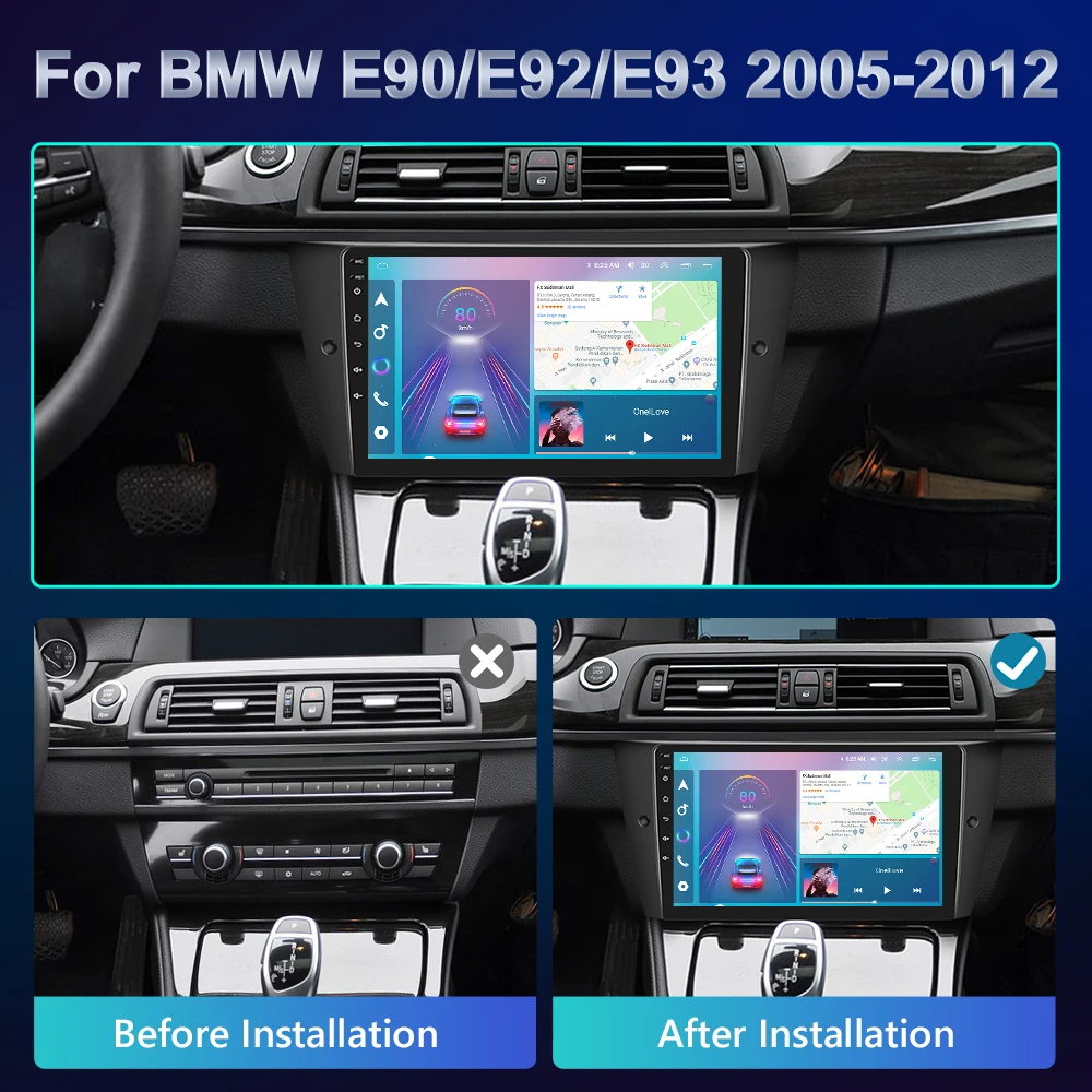 Podofo Android Car Radio For BMW 3-Series E90 E91 E92 E93 2005-2013 Android Auto Multimedia Player GPS Navigation RDS Head Unit