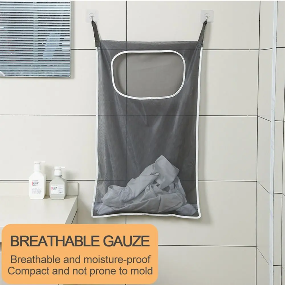 Over-the-Door Hanging Laundry Basket Wall-mounted Dirty Clothes Storage Organizer for Bathroom Toy Storage 3
