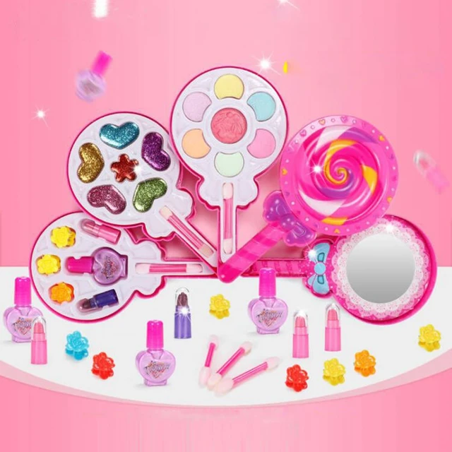 Crianças maquiagem cosméticos jogar caixa princesa maquiagem menina  brinquedo jogo conjunto batom sombra olho segurança não tóxico brinquedos  kit para crianças - AliExpress