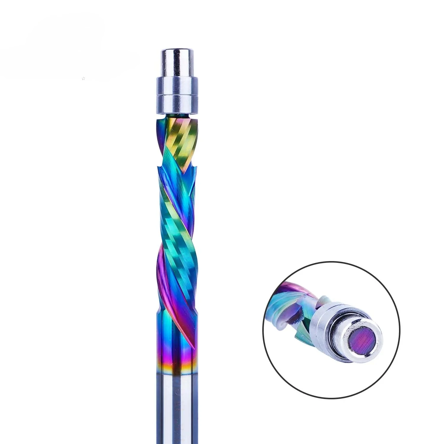 DLC Coating Solid Carbide Bearing Guided Milling Cutters 2 Flutes Spiral Flush Trim 8MM Shank Woodworking End Mill 1pc milling cutter
