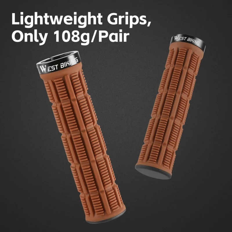 WEST BIKING Anti-Slip Bicycle Handlebar Grips TPR Lightweight Shock-Absorbing MTB Handle Bar Covers 22.2mm Universal Bike Grips