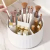 1 Piece 360 ° Rotating Cosmetics Storage Box 5-Grids Stripesd Partition Desktop Stationery Makeup Brush Eyebrow Pencil Lipstick Multi-Functional Storage Pen Holder Storage Box 4
