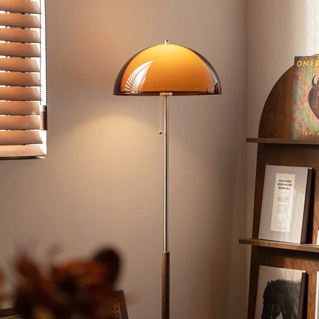 Vintage Dark Brown Acrylic Lampshade Floor Lamp E27 Bulb For Bedroom Living Room Office Indoor Home Decorative Lighting Fixture 1
