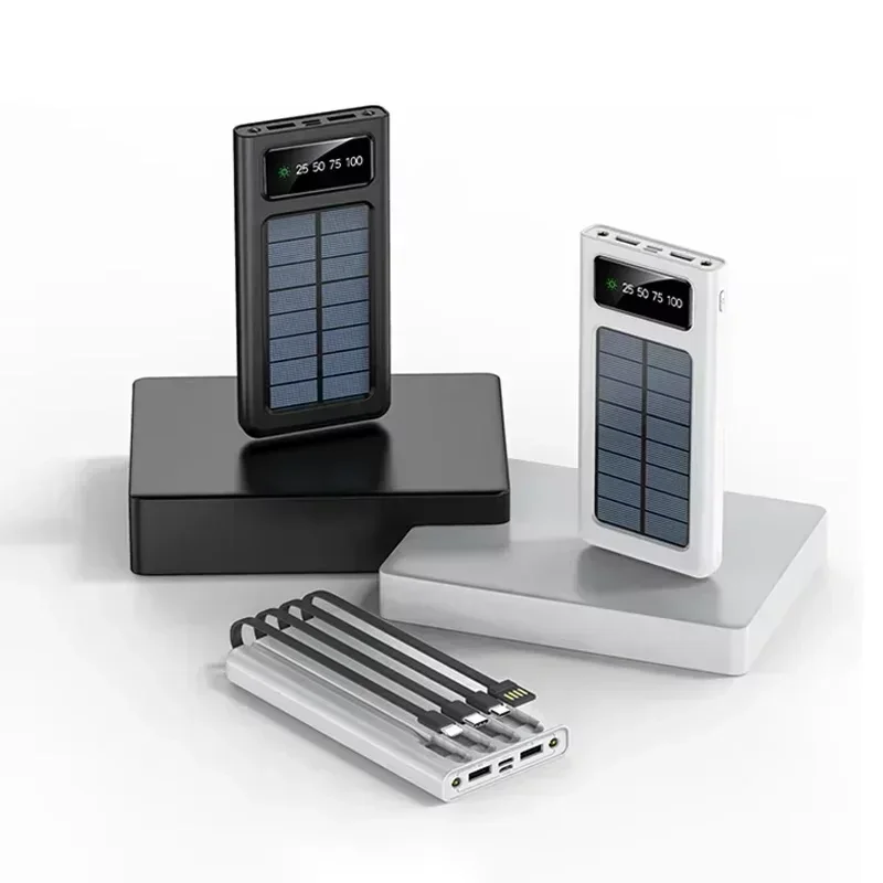 200000mAh Solar Power Bank Large Capacity USB 4 in1 Super Fast Charging USB TypeC LED Light Outdoor Power Bank For Xiaomi iPhone 6
