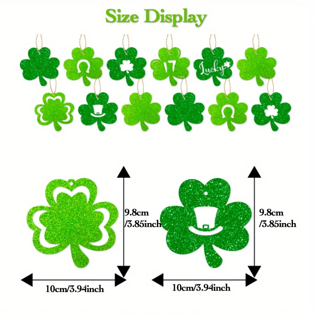 Green Shamrock Image Hanging Ornaments/Pendants for Home Kitchen Room Office Events Party Plants Outdoor Decor