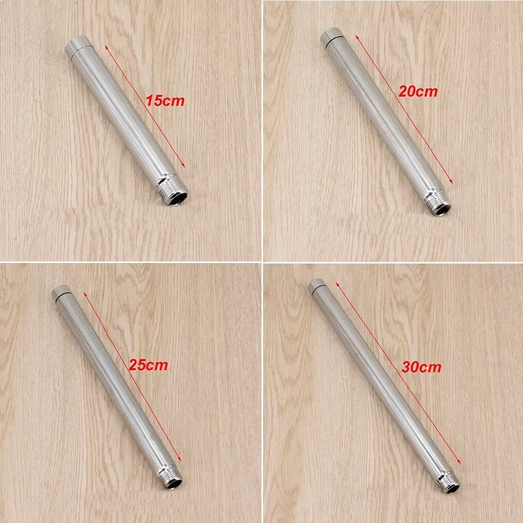 Shower Pipe Extension Shower Head Extender 1pc Round Shower Extension Rod Stainless Steel 15cm 25cm 30cm Shower Head Extender Pipe Extension Tube Bathroom Accessories