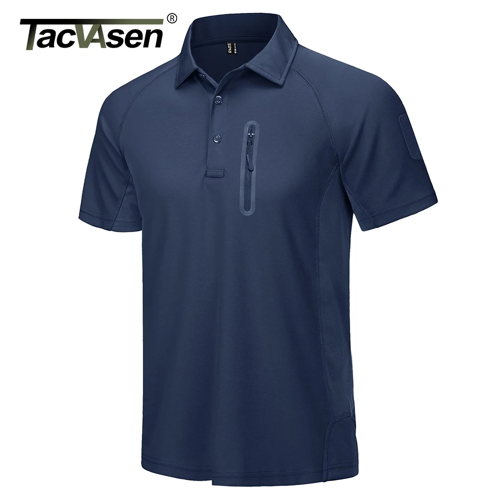 TACVASEN メンズ クイックドライ ハイキング エアソフト 長袖 ポロシャツ トップ ブラック US L TACVASEN Summer Long Sleeve Performance Quick Drying Polos T