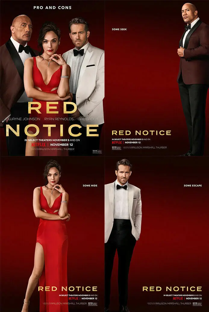 

Red Notice Movies Wall Art Canvas Painting Print Poster Wall Decoration