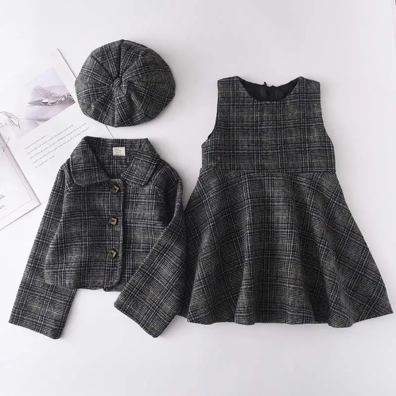 Menoea Kids Clothes Girls Set Autumn Fashion Winter Wool Coats And Skirts Boutique Kids Clothing Sets Teenager Fall Outfits