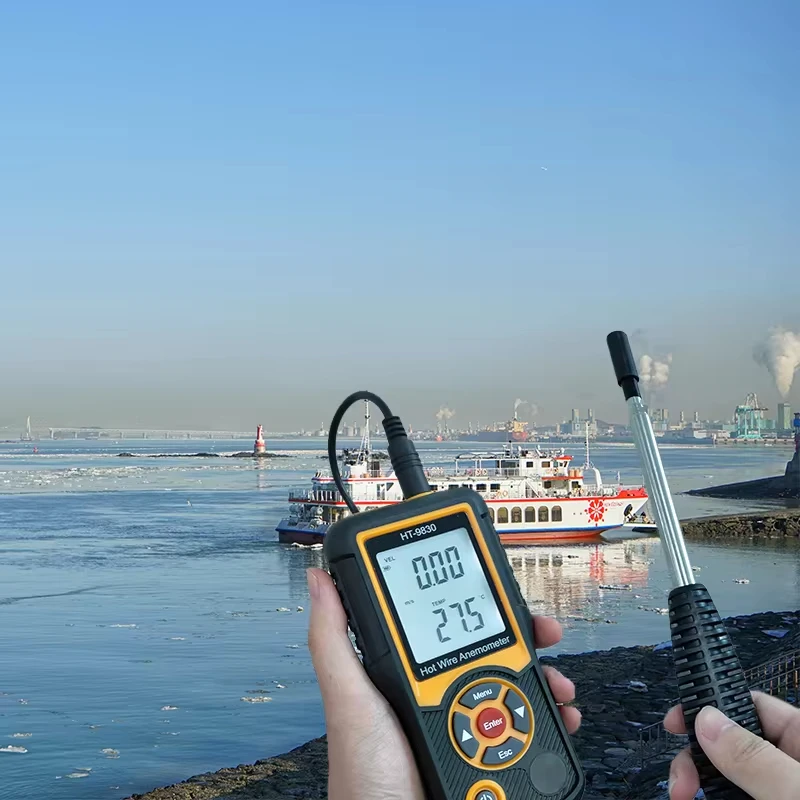Hotwire Anemometer Handheld CFM/CMM Air Flow Velocity Meter HT-9830 Wind Speed G