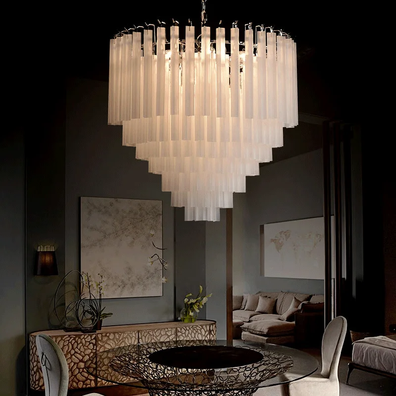 

Post Modern Living Room Pendant Chandelier Simple Art Luxury Dining Room Frosted Glass Pendant Lamp Designer Model Room Lamp