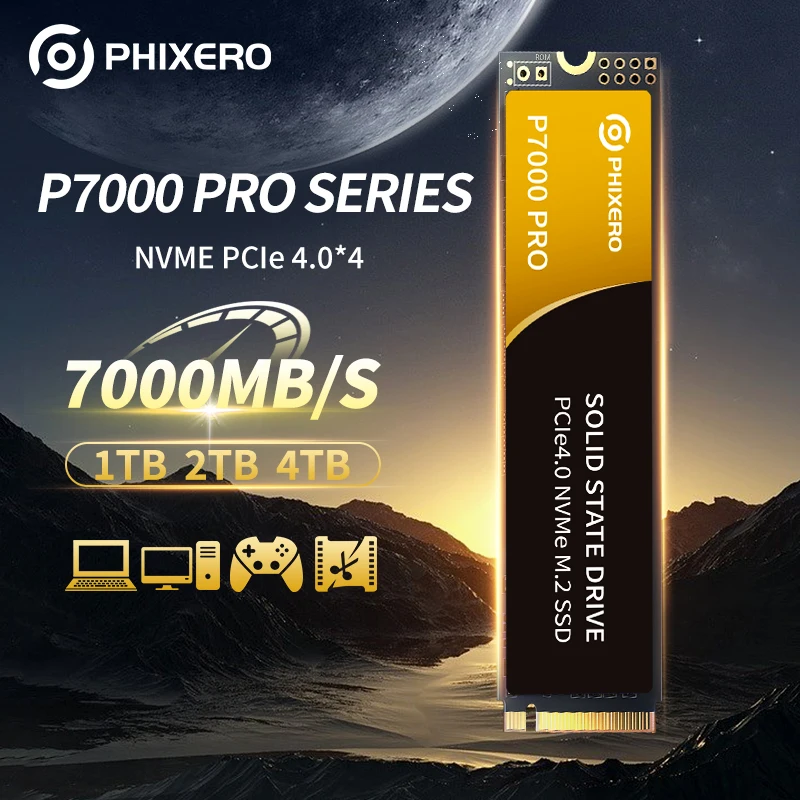PHIXERO PCIe4.0 M.2 NVMe Gaming SSD 512GB 1TB 2TB 4TB 7000MB/S