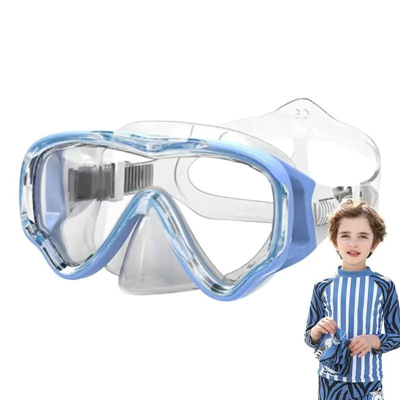 Kids Swim Goggles Snorkel Goggles Wide Vision Snorkel Diving Glasses Anti-Fog Goggles with Nose Cover No-Leak Swimming Goggles 5