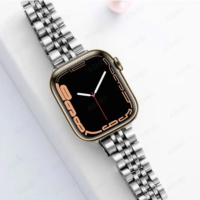 LGSY Band for Apple Watch Ultra 8 7 6 5 4 3 2 SE 42mm 44mm 45mm 49mm  Titanium Metal iWatch Link Bracelet 