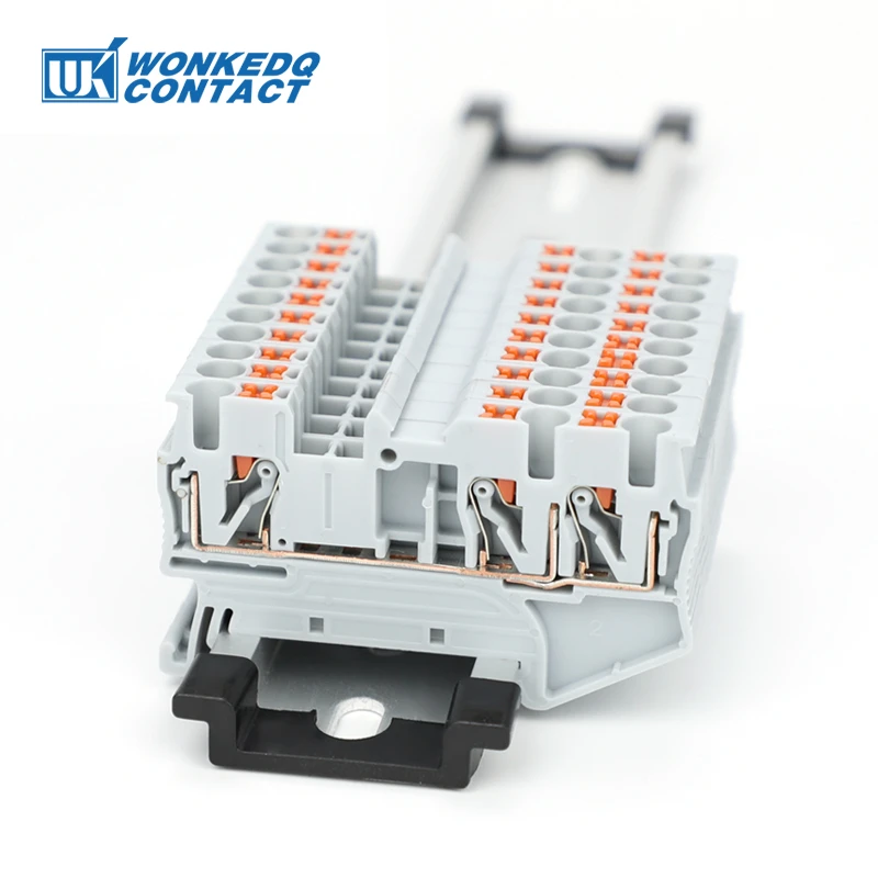 10 ชิ้น PT2.5-TW PT 2.5-TW Push - In Twin 3 - Conductor Feed - Through Strip ลวดเชื่อมต่อไฟฟ้า Din Rail Terminal Block PT 2.5 TW 1