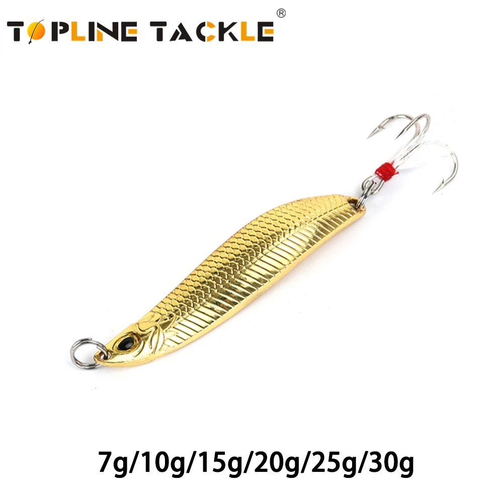 

Topline Spoon Lures 7g 10g 15g 20g 25g 30g Fishing Metal Spoon Hard Bait Fishing Wobbler Metal Lures Feather Hook Fishing Tackle