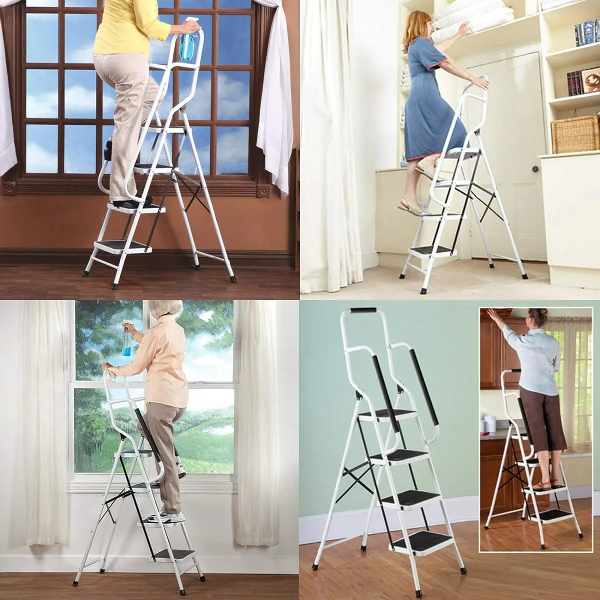 DayPlus Safety Folding Step Stool 2-4 Step Ladder Portable Foldable Stepladder Anti Slip Feet  for Indoor Outdoor Home Office — view 2