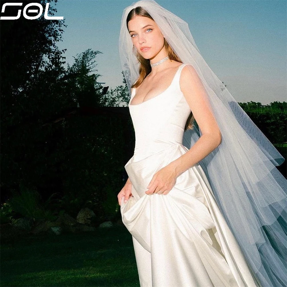 Женское атласное свадебное платье