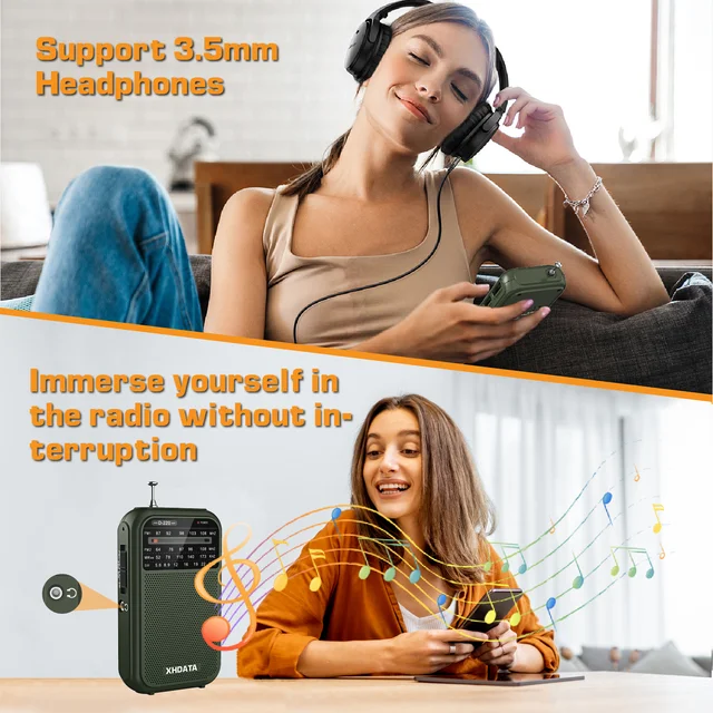 XHDATA D-220 Vintage Retro Radio FM 1-2/MW (9K/10K) /SW 4 Bands Portable Pocket Radio High Sensitivity DSP Digital Radio D220 6