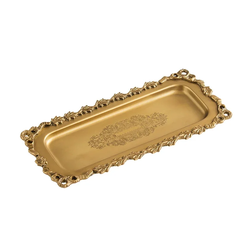 European style luxury brass storage tray Candle Aromatherapy Storage Tray High end bedroom dressing table jewelry plate 5