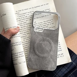 Luxurious Plated Denim Leather Case with Built - in Magnetic Suction and PC Cover Bumper for Xiaomi 17 pro (GRAY)