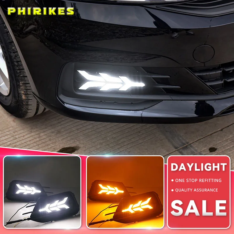 

1 пара для Volkswagen VW Lavida 2019 с желтым сигнальным светом Trun, синяя светодиодный чная Светодиодная лампа DRL, дневные ходосветильник