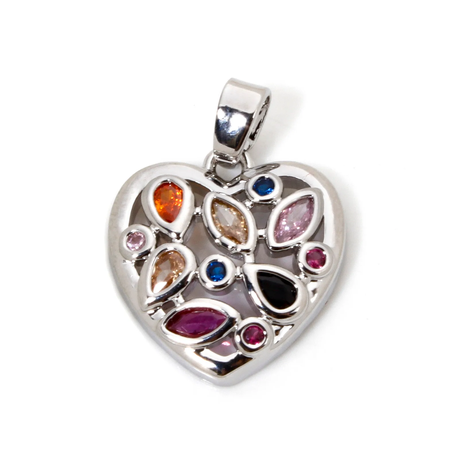 1 Piece Brass Valentine's Day Charms Multicolor Heart Multicolour Cubic Zirconia Pendants For DIY Necklace Jewelry Making – Detail 8