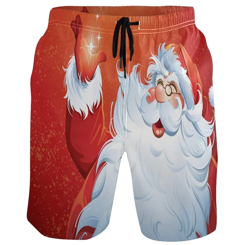 3D Christmas Tree Xmas Reindeer Printed Snowflake Santa Claus Short Pants y2k Board Shorts Summer Swimsuit Cool Surf Swim Trunks 3