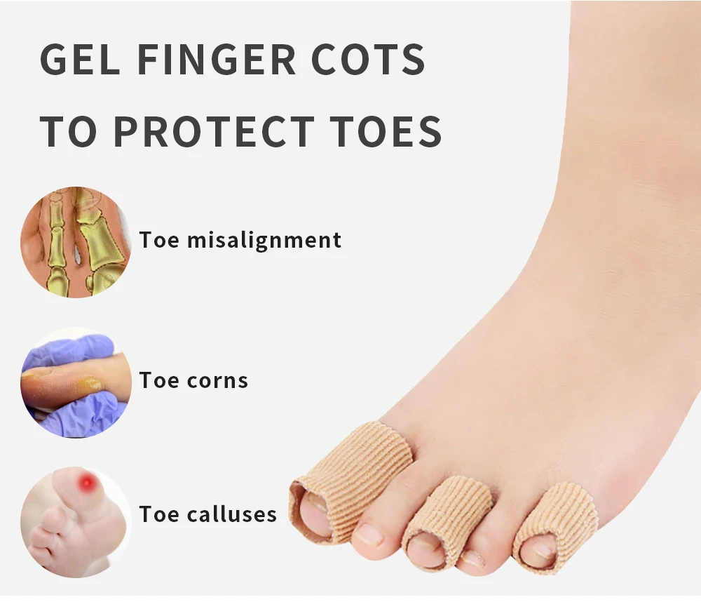 Description Picture 3 of itemSilicone Cover Cut Toe Set Rib Fabric Gel Tube Sleeve Cap for Hammer Toe Finger Separation Protector Foot Care Finger Toe Tools