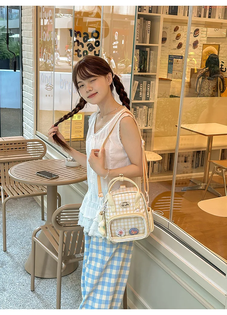 Kawaii Pastel Grid Harajuku Ita Tote Bag